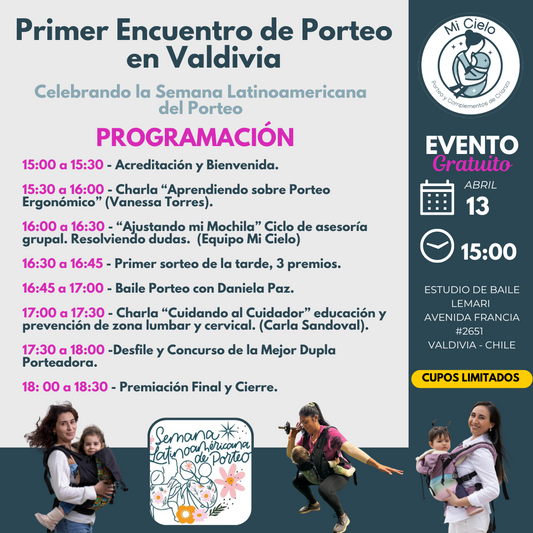 Charla sobre porteo ergonómico y prevención de malestar lumbar en Encuentro Valdivia