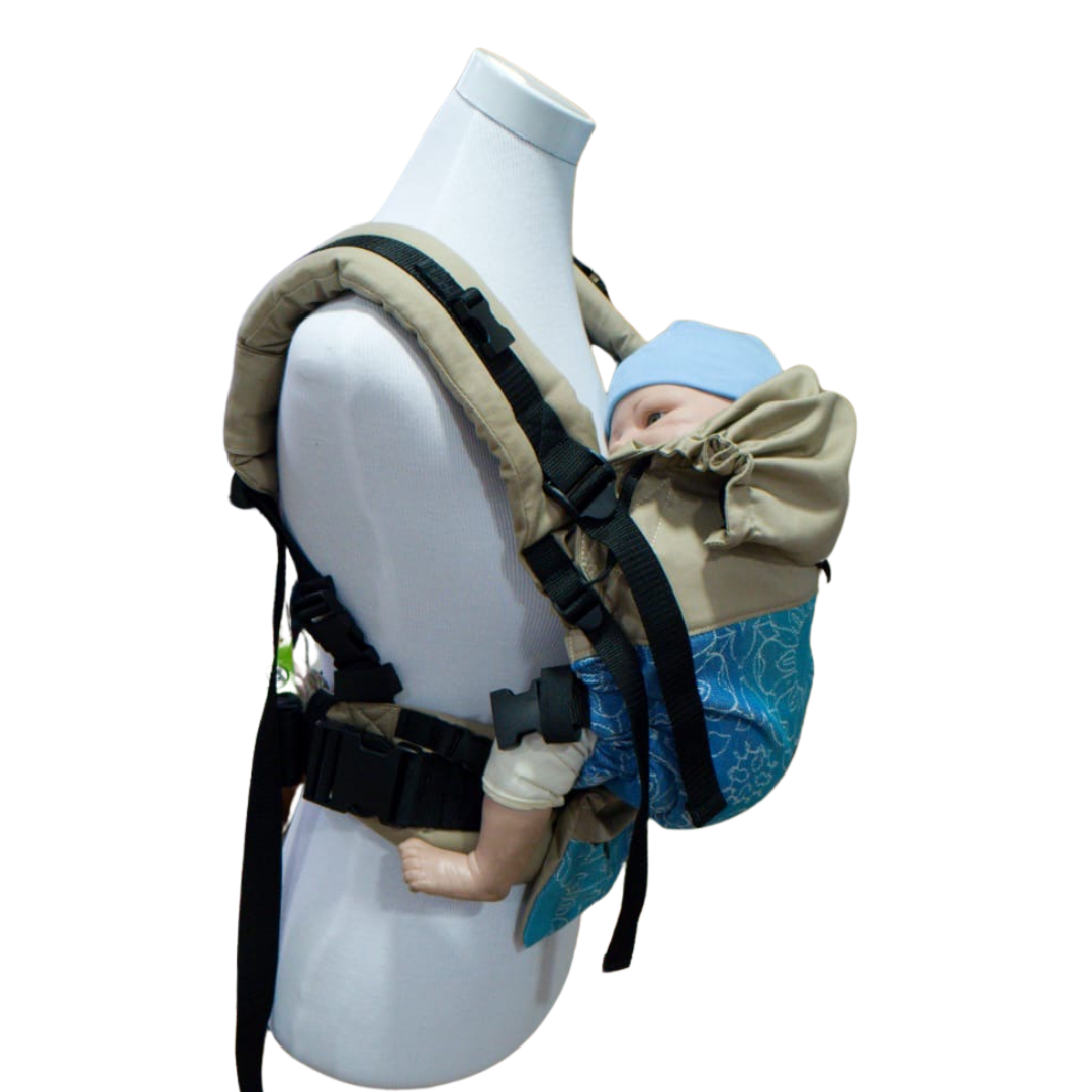 Mochila Primera Etapa Beige fular de Girasoles Azulinos
