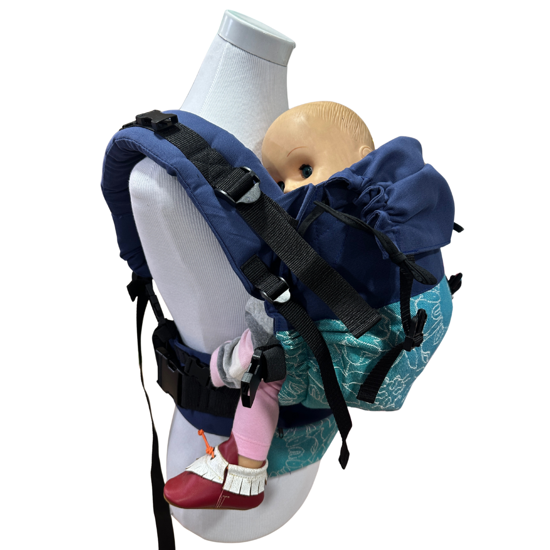Mochila Primera Etapa Azul Francia Fular Girasoles Azules