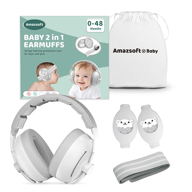 Bebé usando audífonos antirruido