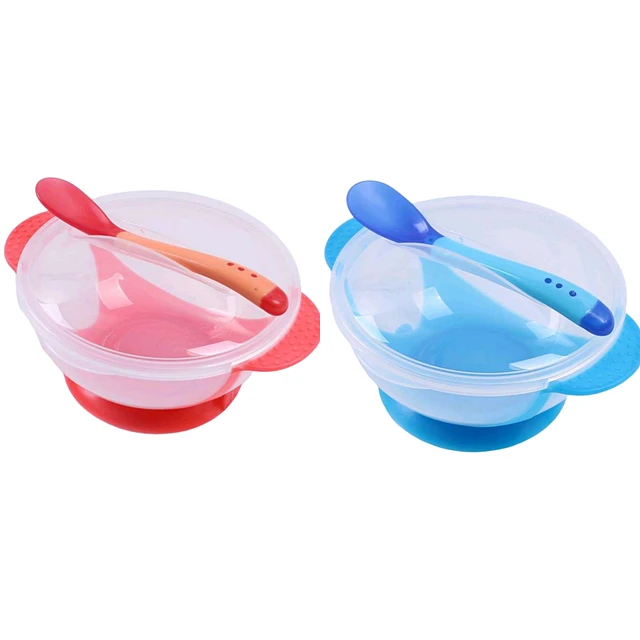 Plato con ventosa antideslizante y cuchara para bebés, ideal para BLW