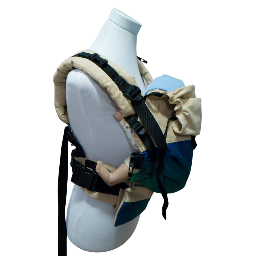 Mochila Primera Etapa Beige fular Azul Profundo