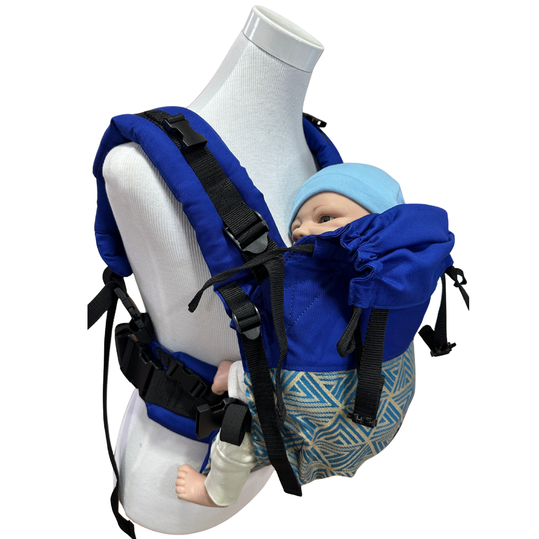 Mochila Primera Etapa Azul Rey fular Geométrico Beige Azul