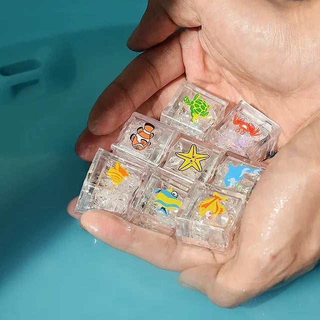 Juguete de baño para bebé con luces LED seguras y materiales sin BPA.