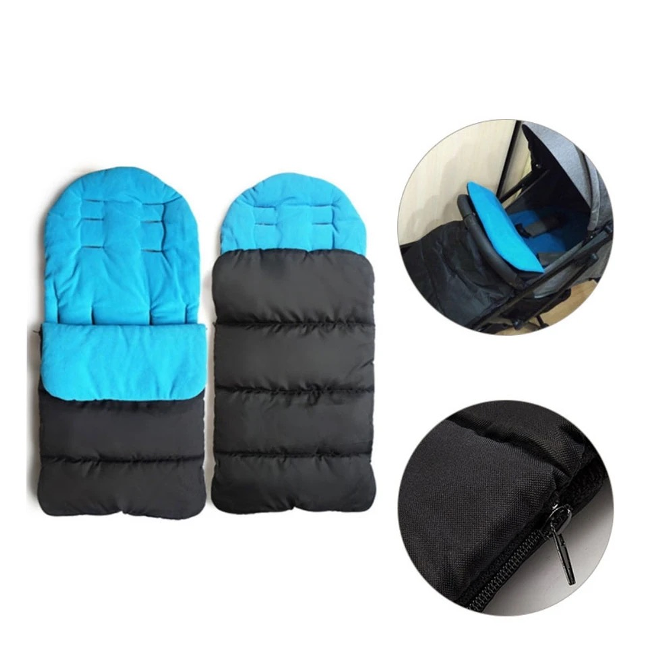 Saco acolchado para coche de bebé, ideal para paseos en invierno.