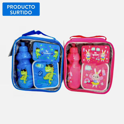 Set de Lonchera Infantil + Botella de Agua (3 Piezas)