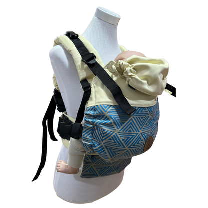 Mochila Primera Etapa Vainilla Fular Geométrico Azulino