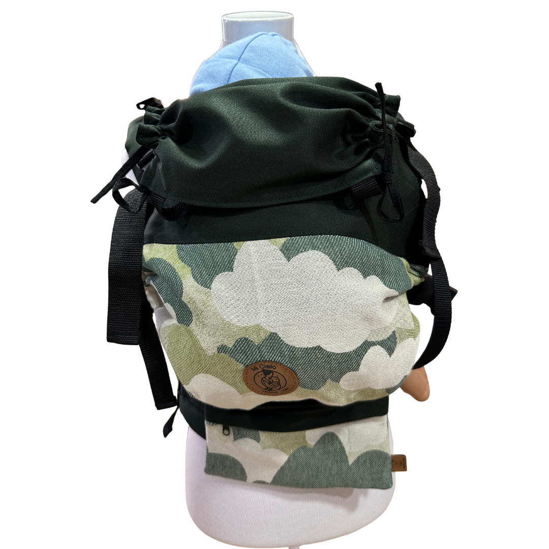 Mochila Primera Etapa Verde Oscuro Fular Nubecitas