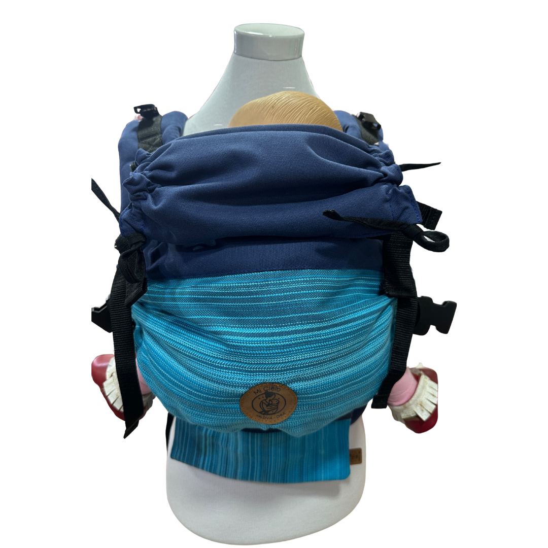 Mochila Primera Etapa Azul Francia Fular Lineas Celestes