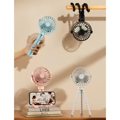 Ventilador Portátil 3 en 1 para Coche, Cuna y Hogar | Recargable USB y Flexible