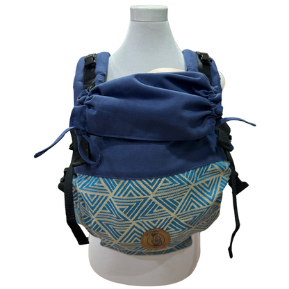 Mochila Primera Etapa Azul Francia Fular Geométrico Beige Azul