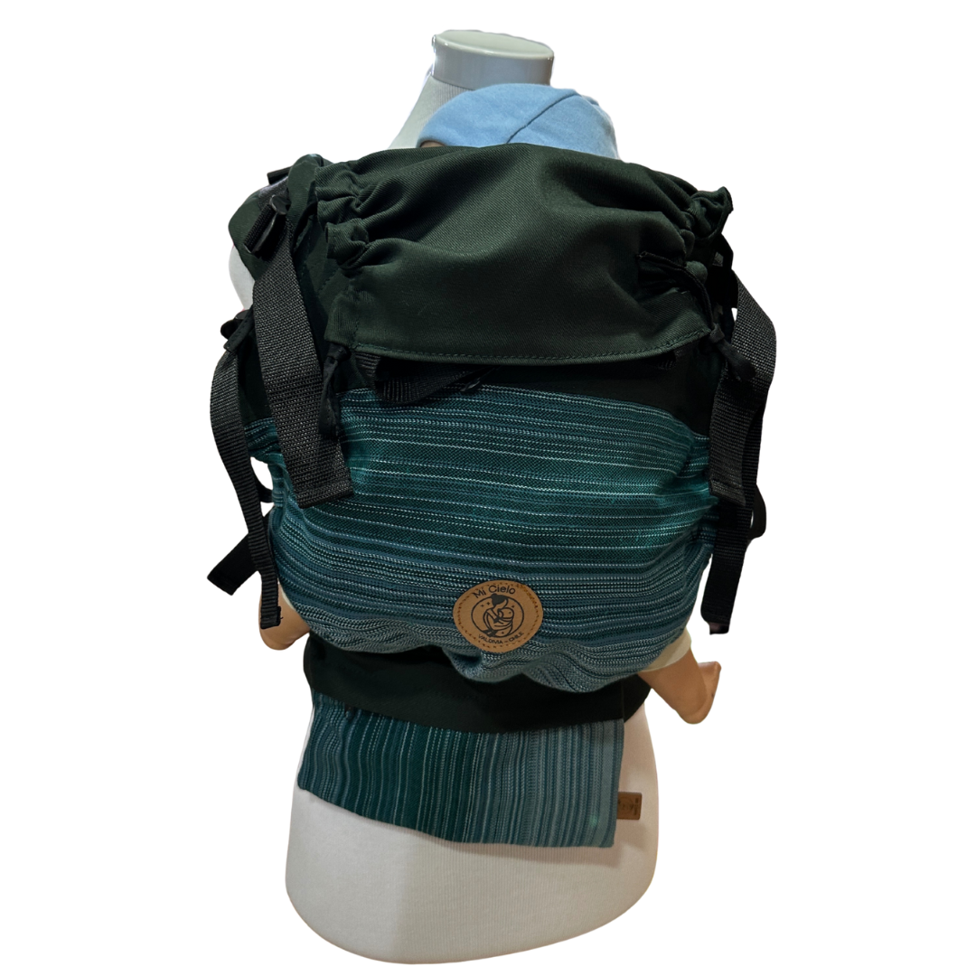 Mochila Primera Etapa Verde Oscuro Fular Rayas Verdes