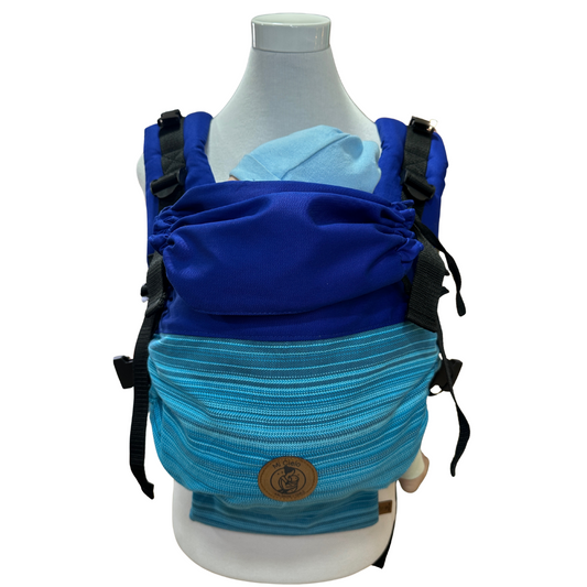 Mochila Primera Etapa Azul Rey fular lineal Celeste