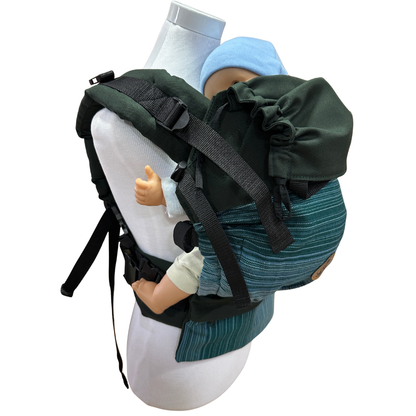 Mochila Primera Etapa Verde Oscuro Fular Rayas Verdes