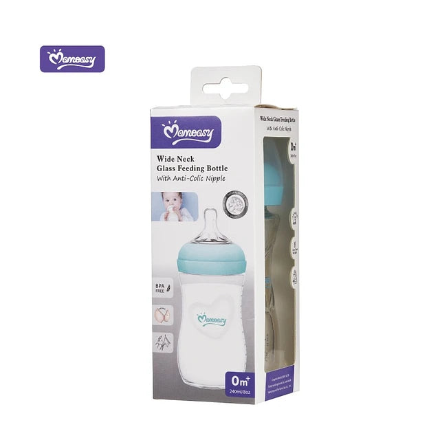 Mamadera de vidrio boca ancha 240 ml. anticólico