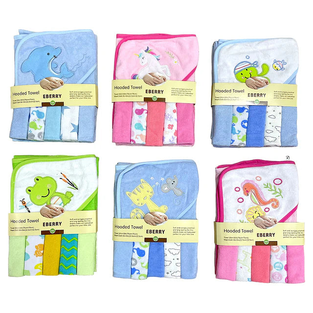 Toalla con Capucha para Bebé + Toallita de Baño – Set de Microfibra Suave y Absorbente