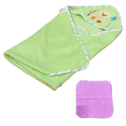 Toalla con Capucha para Bebé + Toallita de Baño – Set de Microfibra Suave y Absorbente