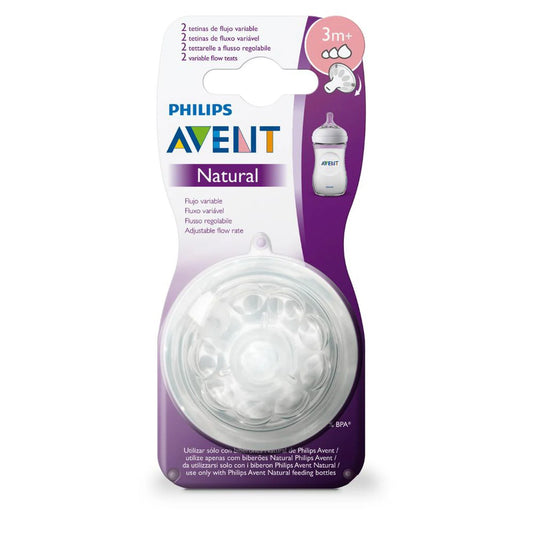 Pack Tetinas Natural Avent 3m+ – Anticólicos, Forma de Pecho, Flujo Variable
