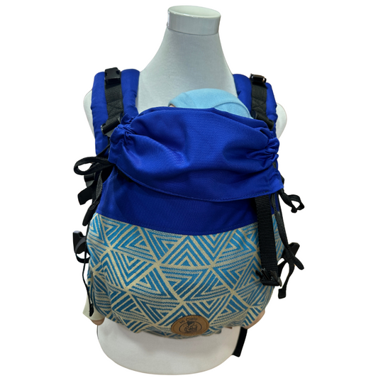 Mochila Primera Etapa Azul Rey fular Geométrico Beige Azul