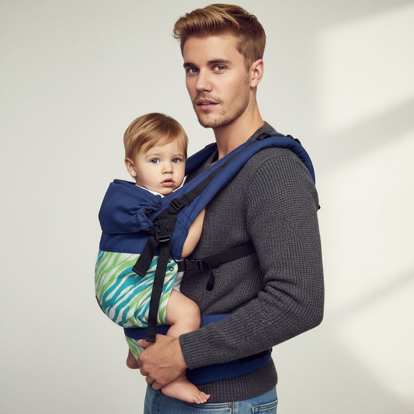 Mochila Primera Etapa Azul Francia Fular Olas del Mar