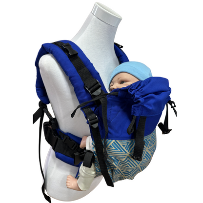 Mochila Primera Etapa Azul Rey fular Geométrico Beige Azul