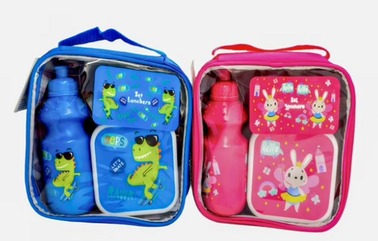 Set de Lonchera Infantil + Botella de Agua (3 Piezas)