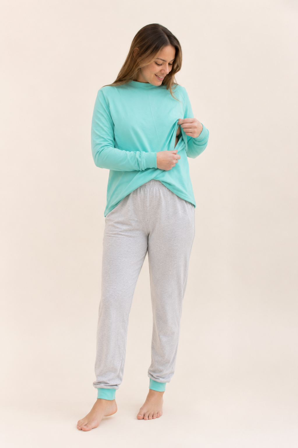 Pijama de Lactancia Binibam Manga Larga 100% Algodón