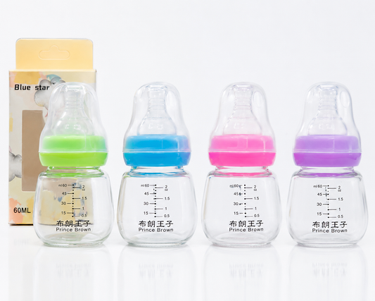 Mamadera de Vidrio Tetina Pequeña 60 ml – Biberón Anticólicos para Recién Nacidos