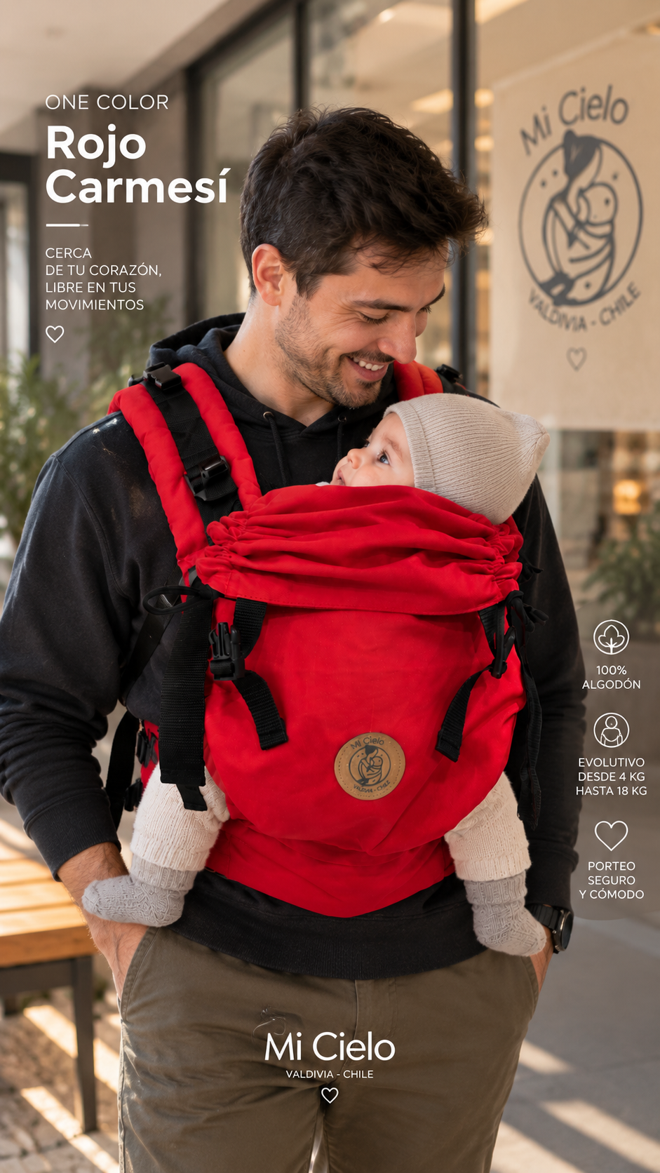 ONE COLOR Rojo Carmesí – Portabebés Ergonómico Evolutivo