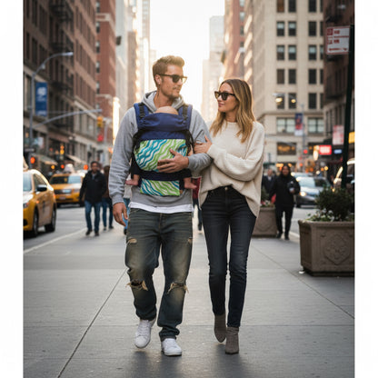 Mochila Primera Etapa Azul Francia Fular Olas del Mar