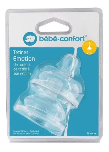Pack 2 Tetinas Bebé Confort 0-6M – Flujo Lento Líquidos Espesos