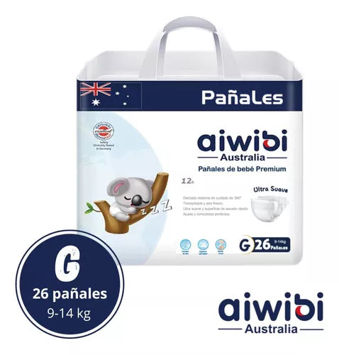 PAÑALES PREMIUM AIWIBI TALLA G 26 UNIDADES