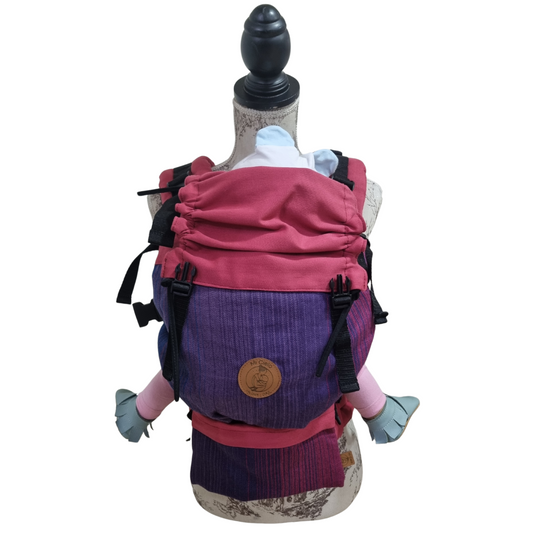 Mochila Primera Etapa Guinda Fular Lineal Vertical Azul - Morado- Rosado