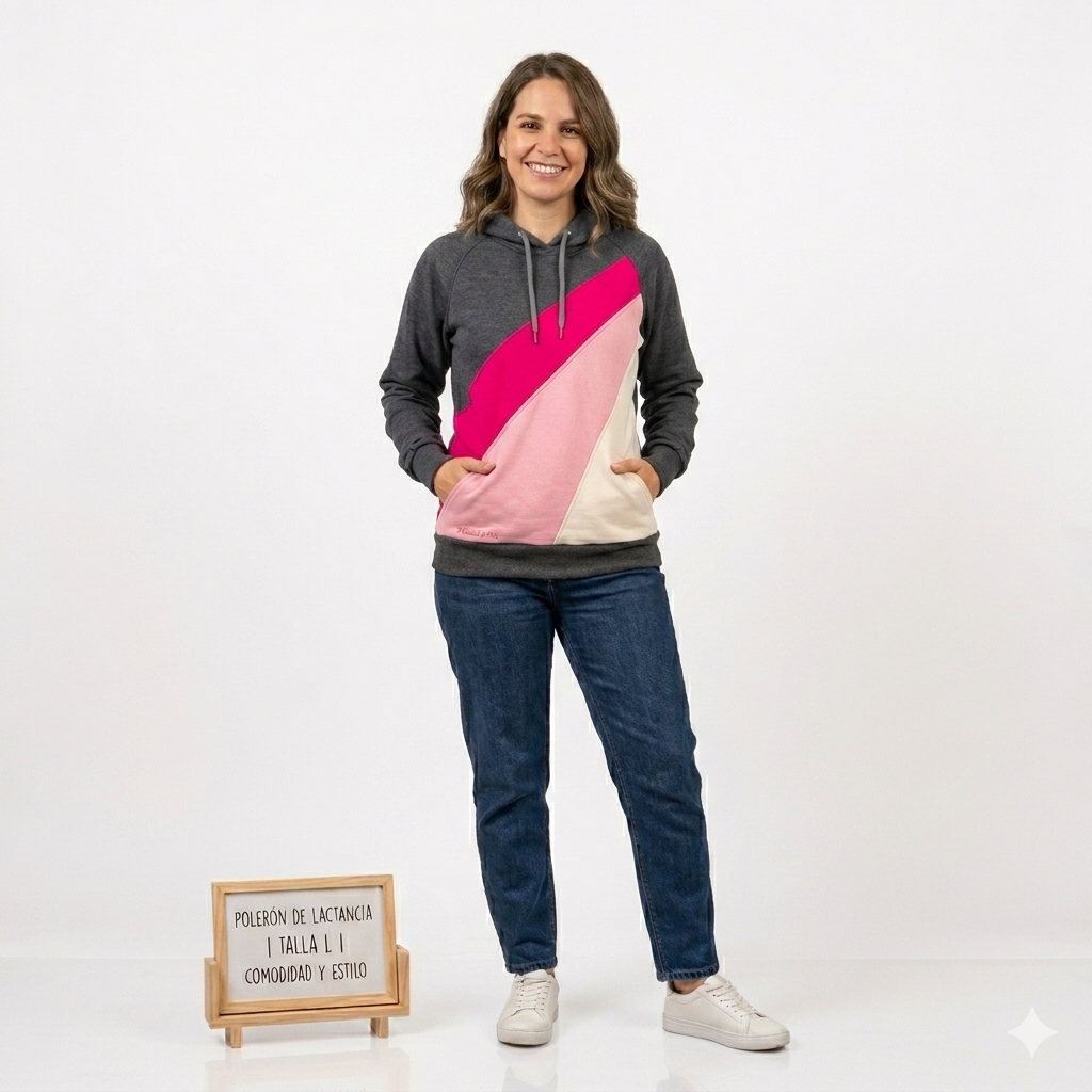 Polerón de Lactancia Binibam – Modelo Evenezer Gris Fucsia