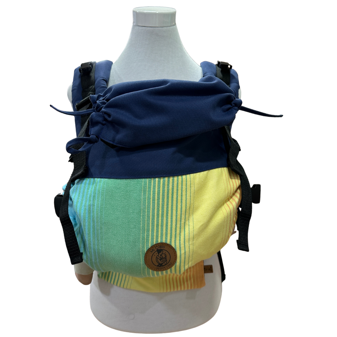 Mochila Primera Etapa Azul Francia Fular Verde Amarela