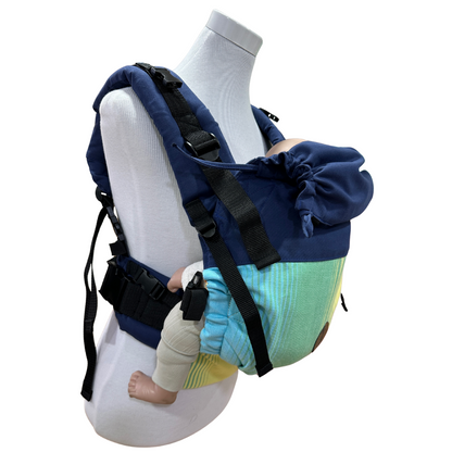 Mochila Primera Etapa Azul Francia Fular Verde Amarela