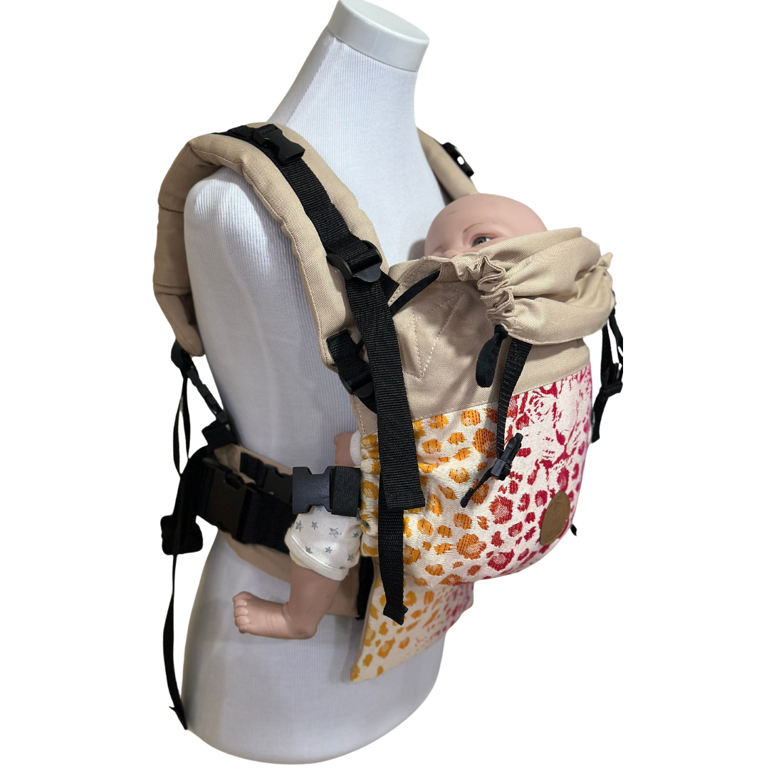 Mochila Primera Etapa Beige Fular Leopardo - Naranjo - Rojo - Morado