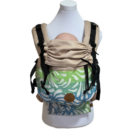 Mochila Primera Etapa Beige Floral Tonos Celeste - Verde