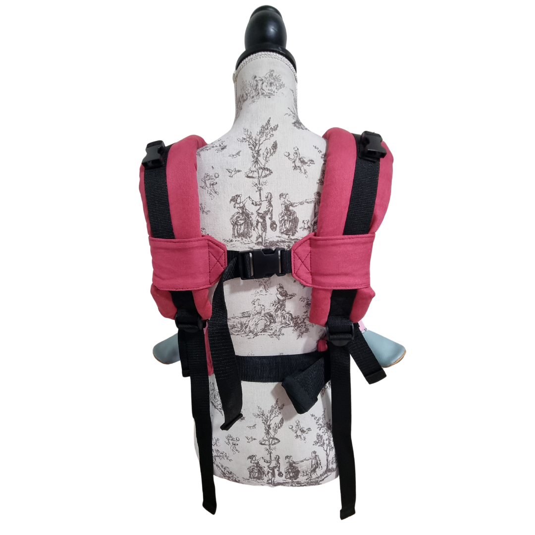 Mochila Primera Etapa Guinda Fular Lineal Rojo y Anaranjado