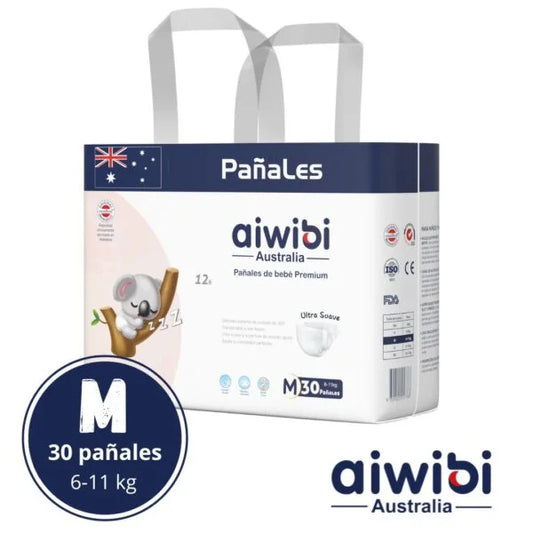 PAÑALES PREMIUM AIWIBI TALLA M 30 UNIDADES